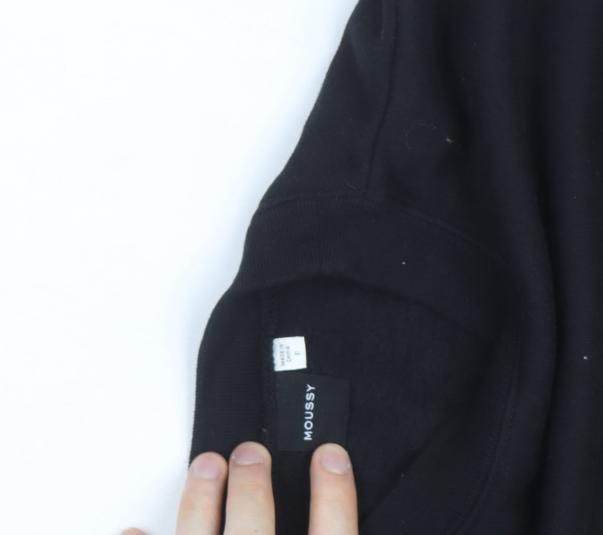 Additional view of MOUSSY Black Logo Pullover Sweatshirt unisex adults l fleece cotton blend