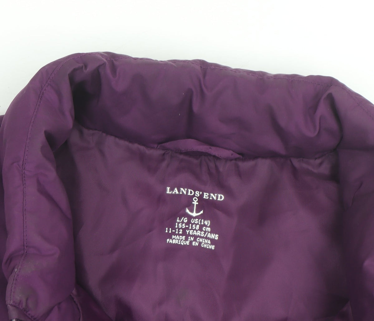 Additional view of Lands' End Teens Purple Puffer Waistcoat, size 14, Polyester Zip