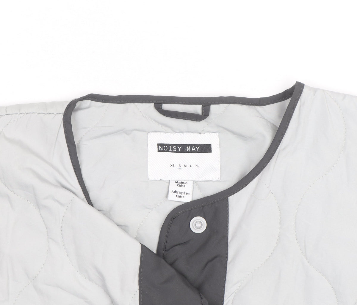 Additional view of Noisy May unisex grey quilted mid-length lightweight jacket m