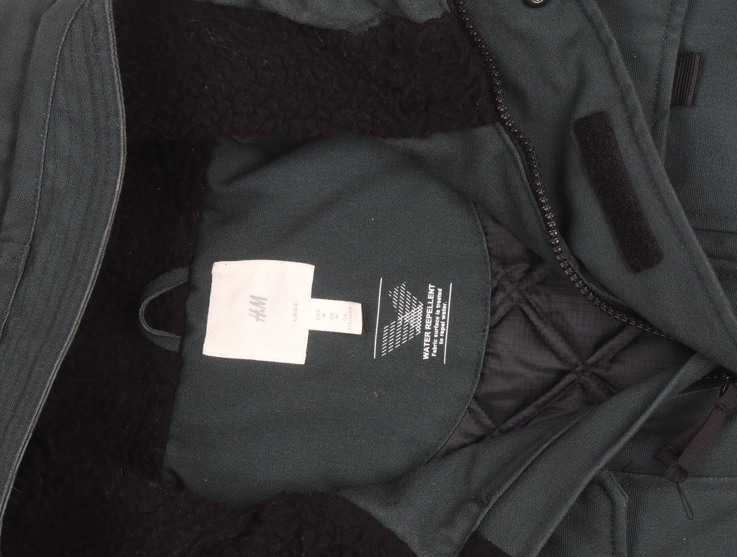 H&M Men Green Hooded Water Repellent Puffer Jacket Size M