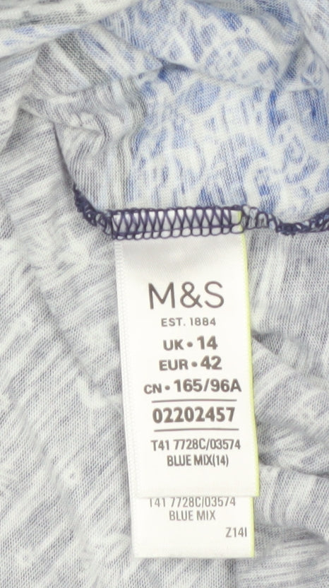 Marks and Spencer Womens Blue Floral Tunic Blouse Size 14