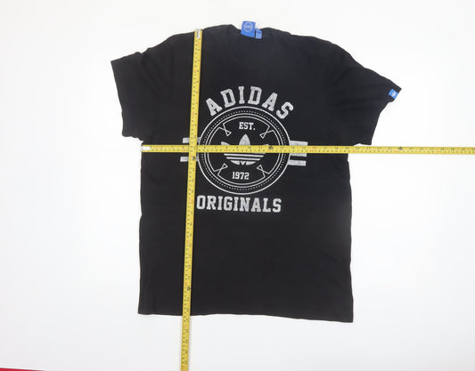 Adidas Originals Men's Black Large Graphic Print Sports T-Shirt