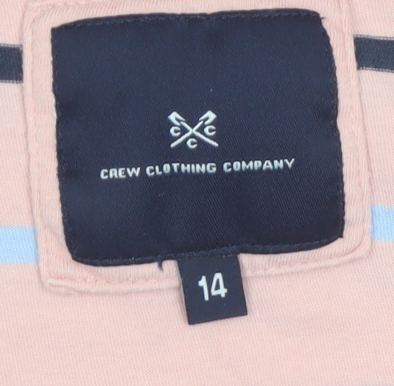 Crew Clothing Company Women's Pink Striped Cotton Long Sleeve Top Size 14