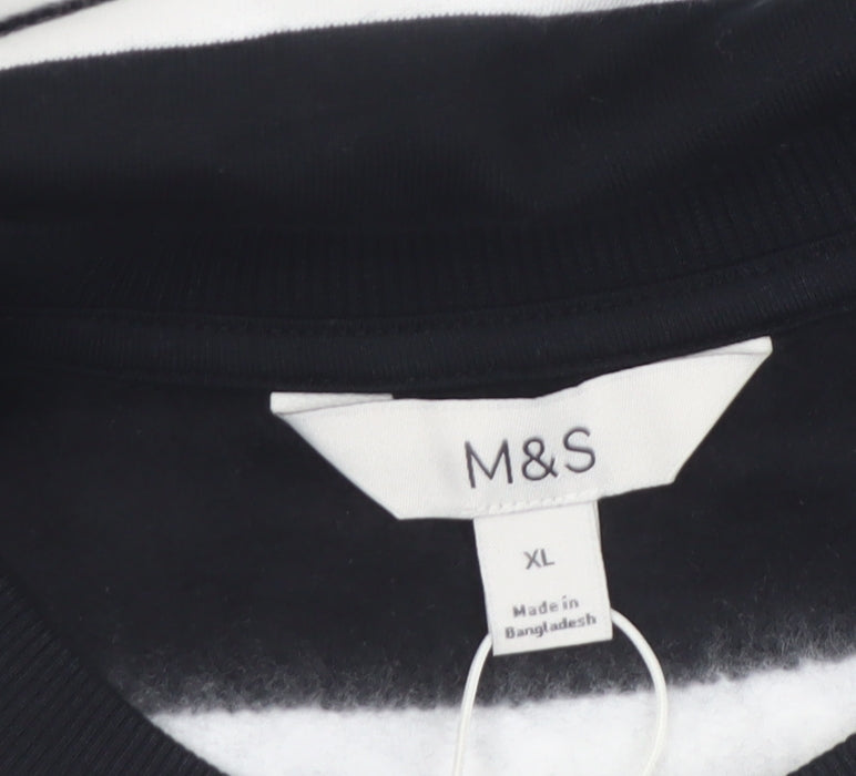 Marks and Spencer Women Black White Stripe Pullover Sweatshirt XL