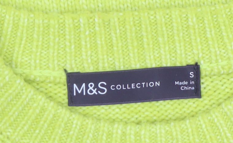 Marks and Spencer Womens Yellow Cable Knit Jumper Size S