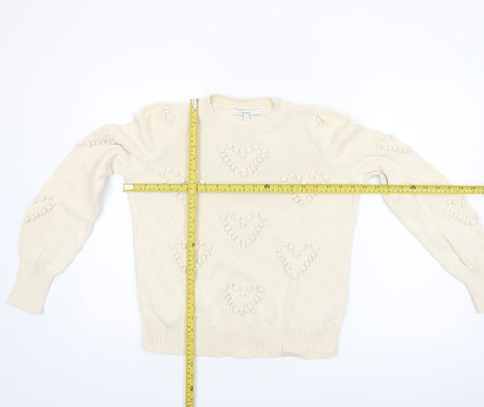 Next Women’s Beige Cotton Heart Knit Jumper Size S