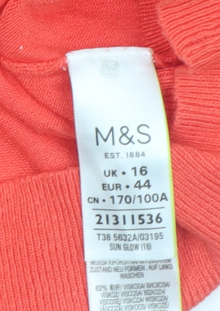 Marks and Spencer Women's Orange Cardigan UK 16 Long Sleeve Knit