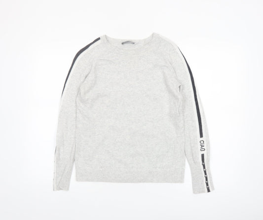 Mint Velvet Womens Grey Crew Neck Long Sleeve Pullover Jumper S