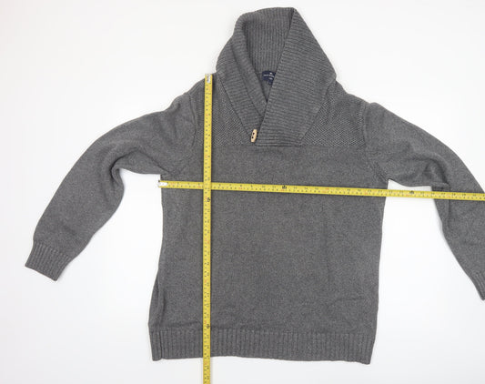 Marks and Spencer Blue Harbour Mens Grey XL Shawl Neck Jumper