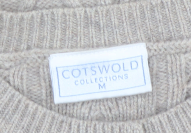 Cotswold Collections Women's Beige Lambswool Cable-Knit Cardigan M