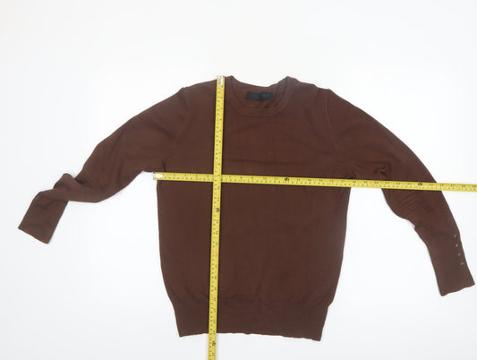 ZARA Women Brown Crew Neck Long Sleeve Pullover Jumper Size L