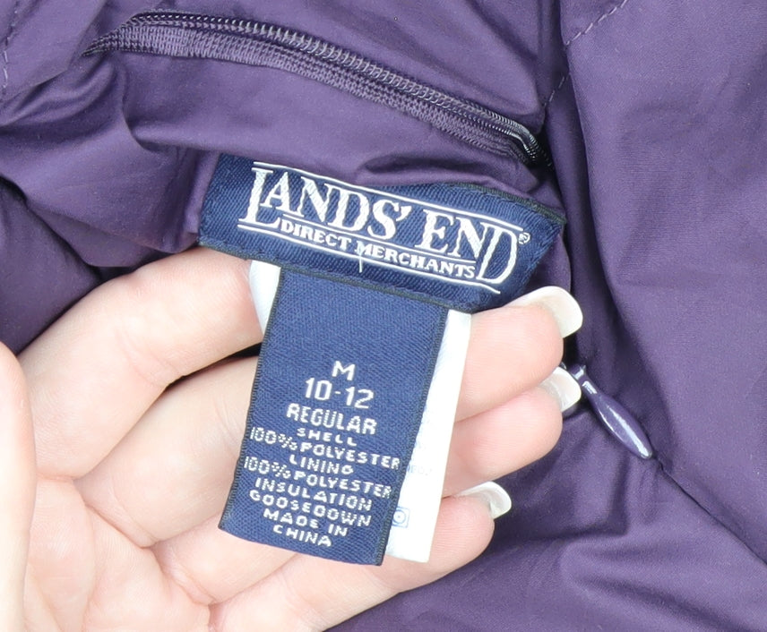Lands' End Womens Purple Down Puffer Jacket Size 12 Regular Winter Coat