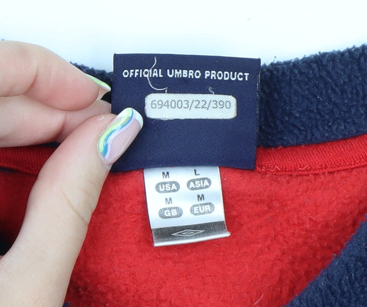 Umbro Men's Blue Red Fleece Pullover Sweatshirt Size M