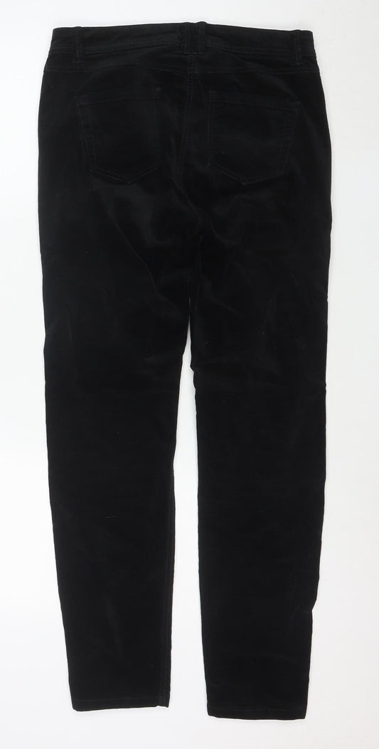 Marks and Spencer Women's Black Velvet Stretch Slim Trousers Size 10