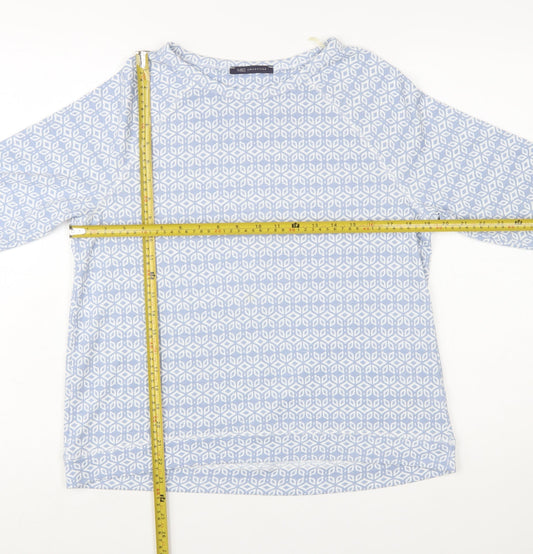 Marks and Spencer Womens Blue Geometric 3/4 Sleeve Blouse UK 14