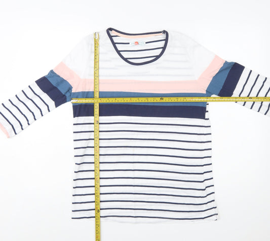 Brakeburn Women’s Multicoloured Stripe 3/4 Sleeve Cotton T-Shirt Size 14