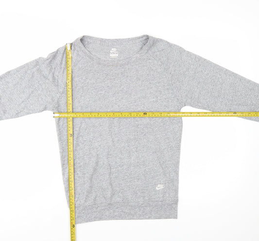 Nike Womens Grey Jersey Long Sleeve Crew Neck Top Size M