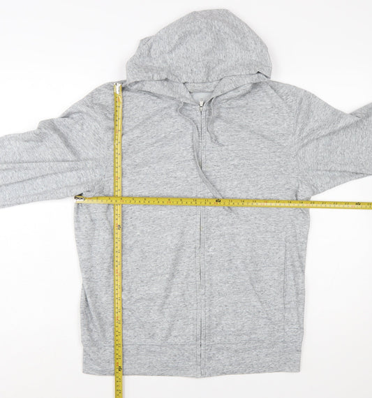 Uniqlo Men’s Grey Full Zip Hoodie M Lightweight Cotton Blend