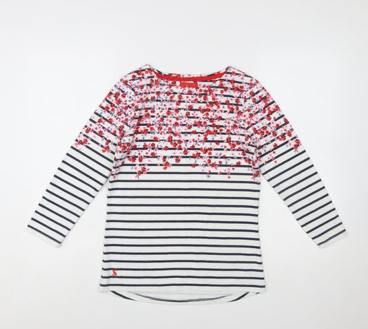 Joules Women’s Multicoloured Floral Stripe Boat Neck Cotton Top Size 8