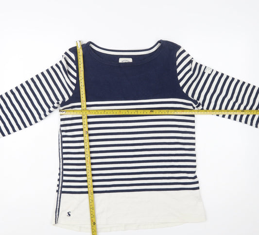 Joules Womens Blue White Striped Long Sleeve Boat Neck Cotton Top UK 12