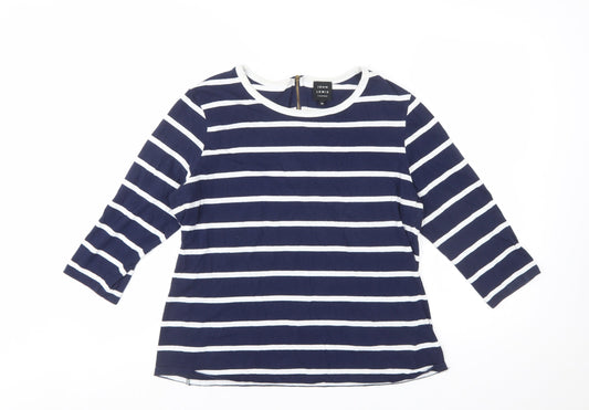 John Lewis Women Blue Striped Cotton 3/4 Sleeve Top Size 16