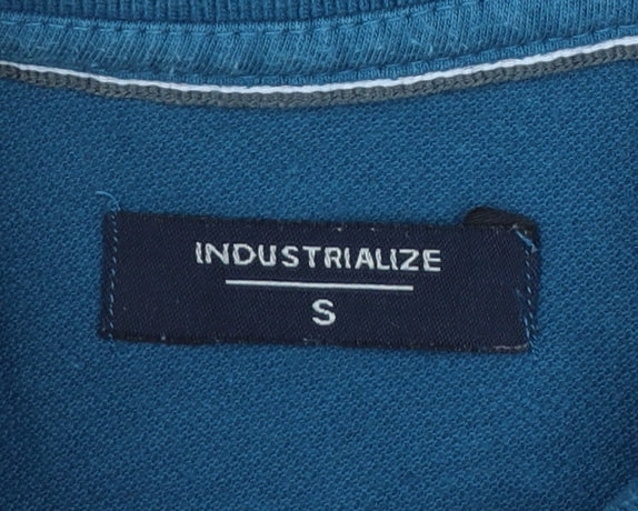 Industrialize Men's Blue Long Sleeve Cotton Polo Shirt Size S