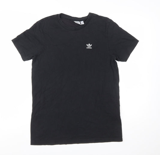 Additional front view of adidas women’s black basic cotton t-shirt, size UK 10