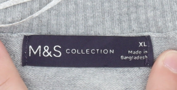 Marks and Spencer Women Grey Heart Print Short Sleeve Jumper XL