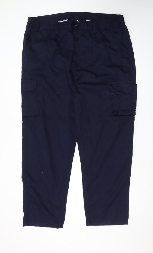 ORN Men's Blue 42R Cargo Work Trousers Polyester Cotton Blend