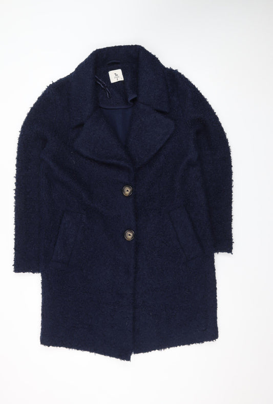 Tu Women’s Blue Mid-Length Buttoned Overcoat Size 12