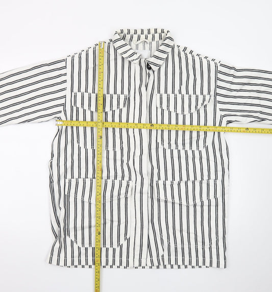 Monki Women's White Black Striped Cotton Suit Jacket XS