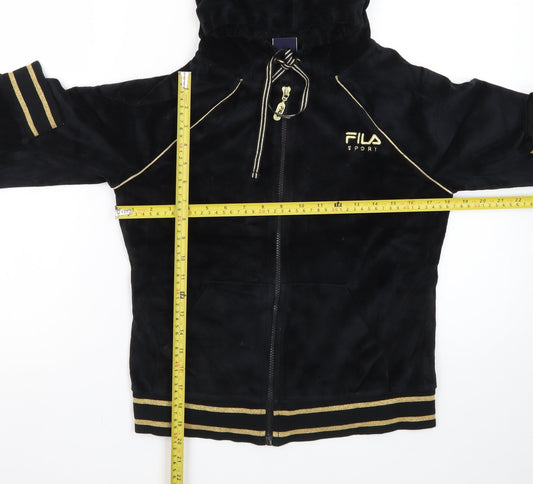 Fila Sport Women's Black Velour Full Zip Hoodie Medium