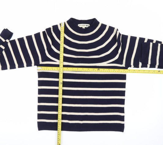 Ines De La Fressange x Uniqlo Women’s Blue Striped Wool Mock Neck Jumper Size S