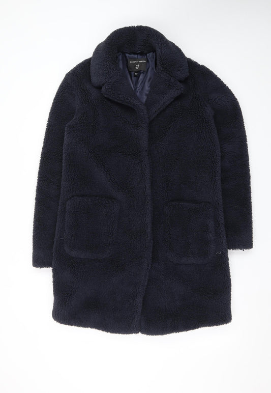Dorothy Perkins Women's Blue Fleece Mid-Length Coat Size 8