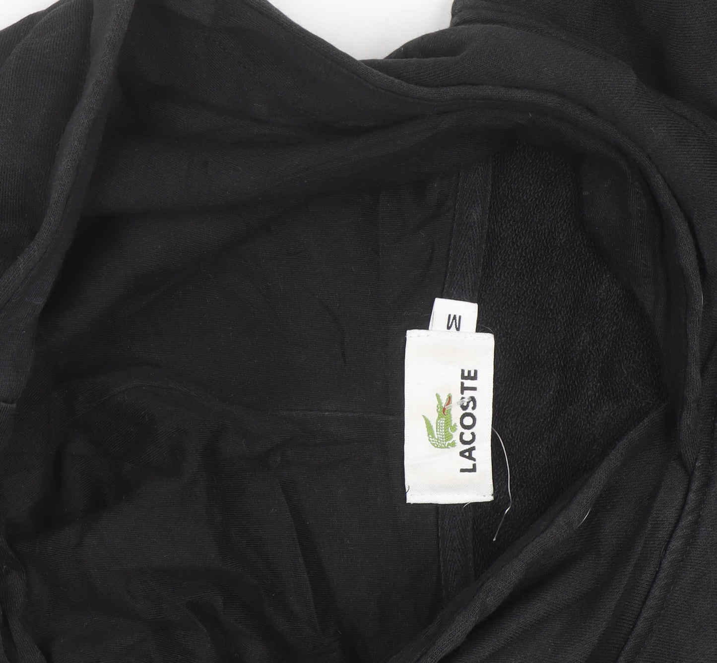 Lacoste Men's Black Pullover Hoodie M Regular Fit Logo Cotton