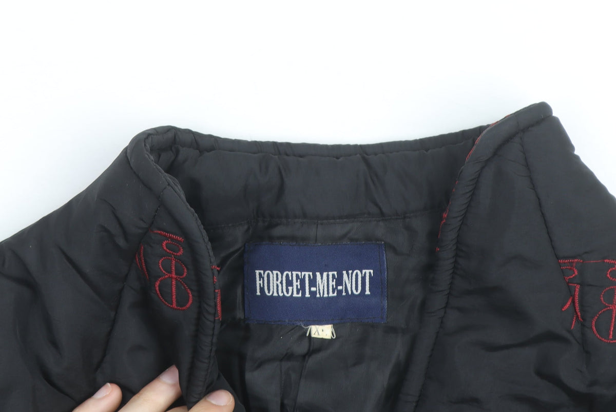 Additional view of Forget-Me-Not unisex black quilted embroidered cotton jacket xs
