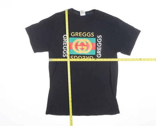 Bristol Street Wear Men’s Black 'Greggs' Funny Graphic T-Shirt M