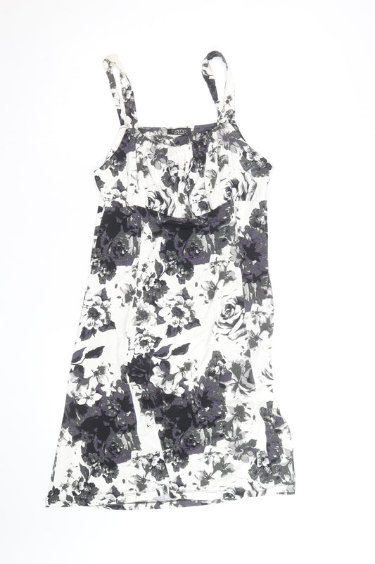 Tiamo Womens Black Floral Sleeveless Scoop Neck Knee Length Dress L