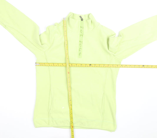 Fat Face Women's Green 1/4 Zip Pullover Sweatshirt Size 10 Fleece Cotton Blend