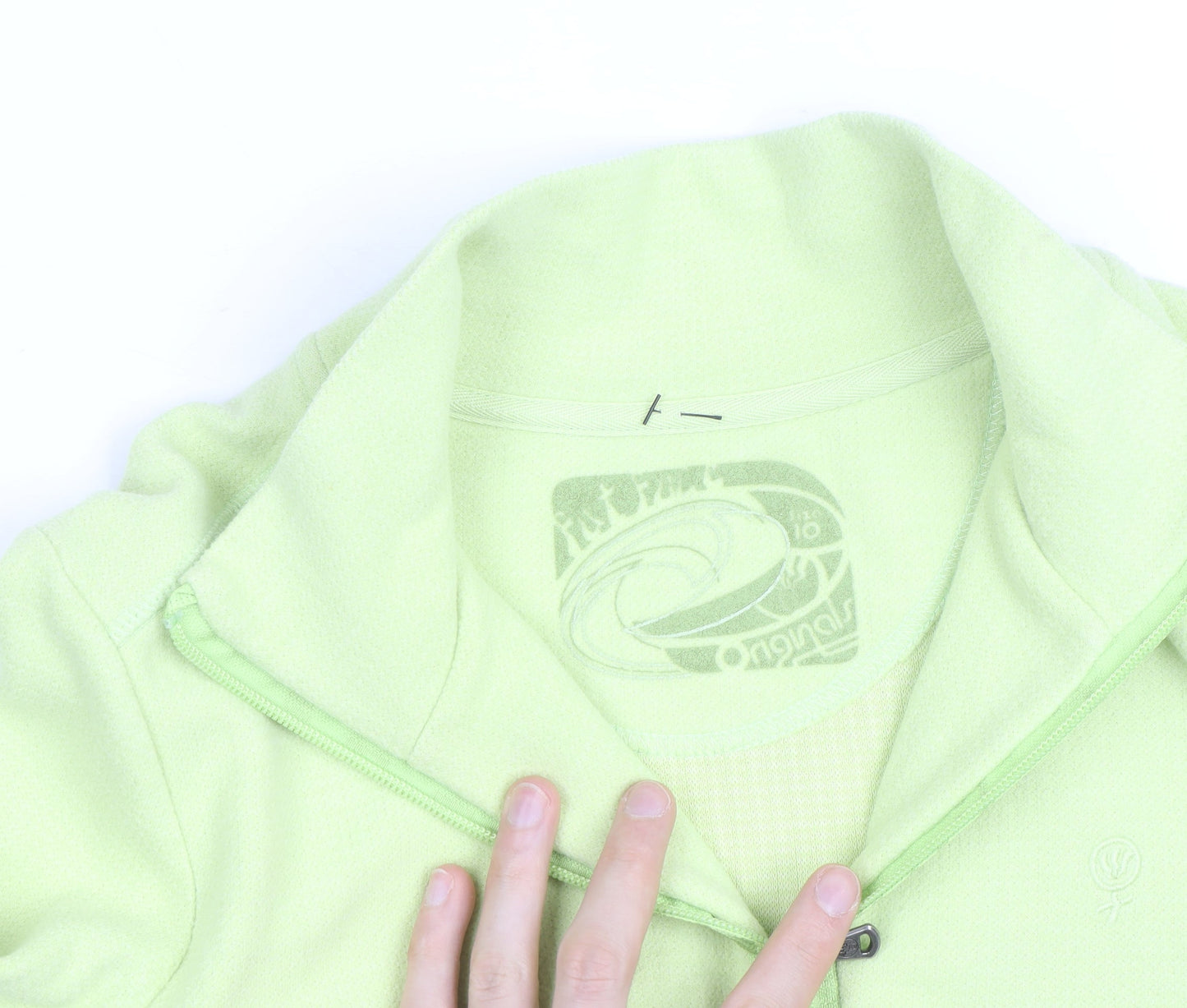 Fat Face Women's Green 1/4 Zip Pullover Sweatshirt Size 10 Fleece Cotton Blend