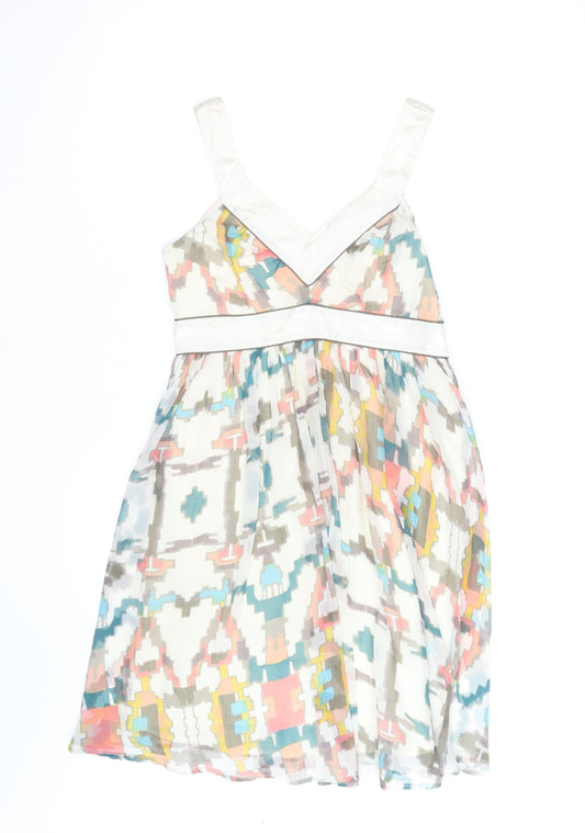 Additional front view of French Connection Women's Multicoloured Silk A-Line Dress, size 12