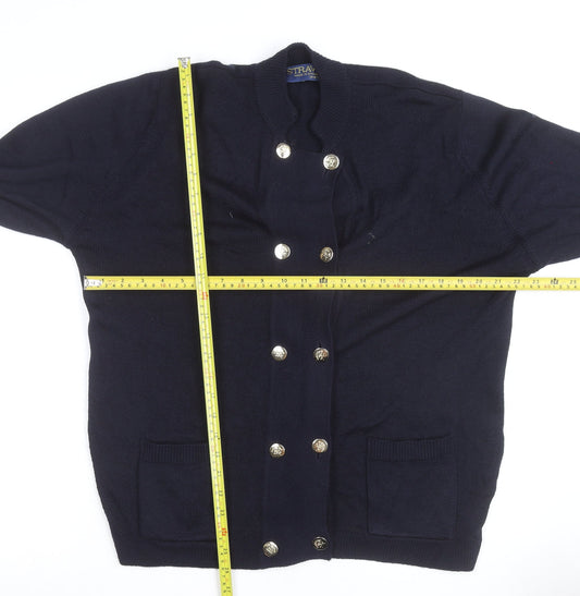 Straven Men's Blue Wool Cardigan L Classic Heavyweight Knit