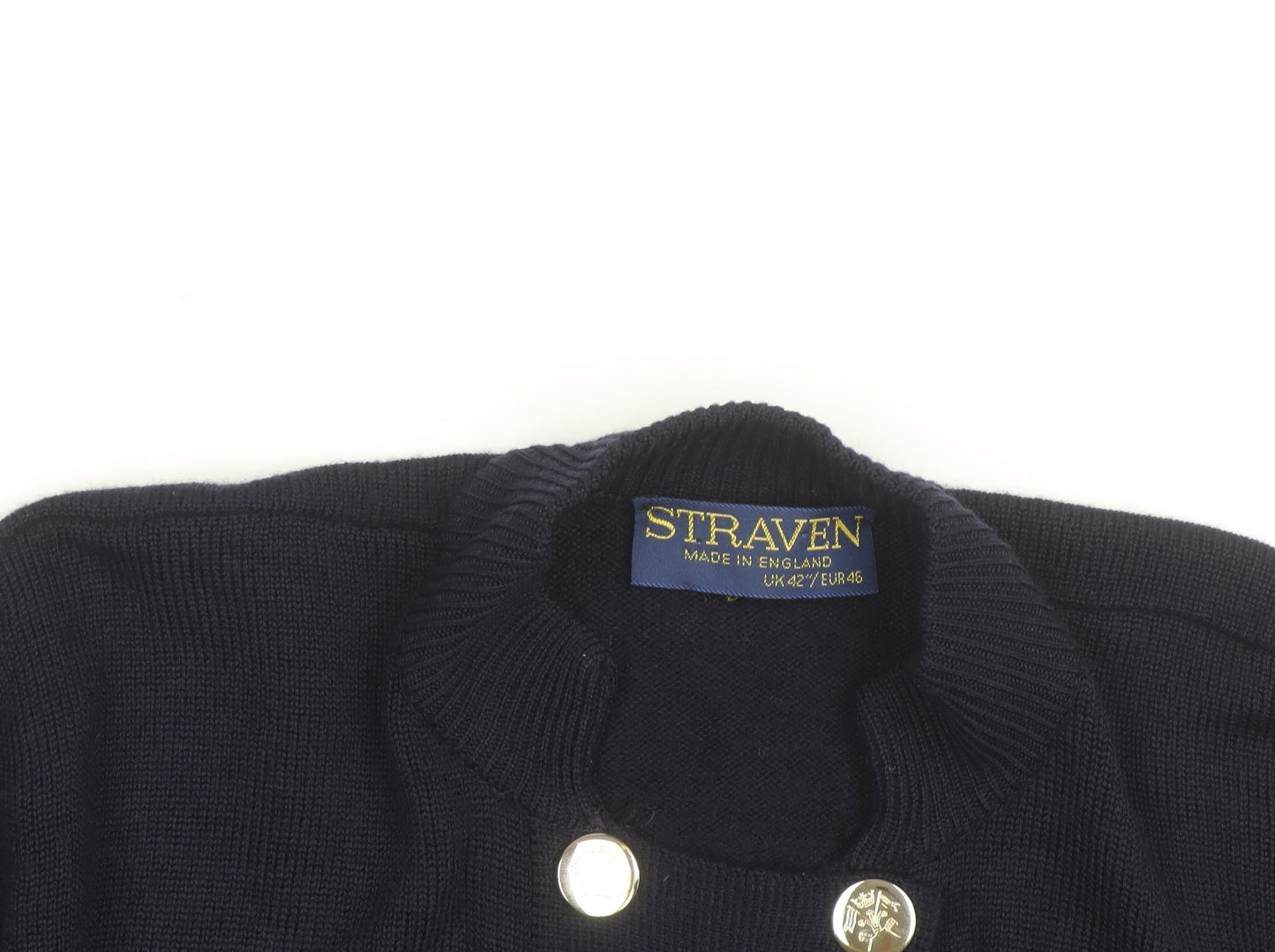 Straven Men's Blue Wool Cardigan L Classic Heavyweight Knit