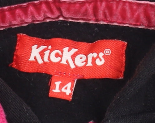 Additional view of Kickers Teen girls’ black pink full zip hoodie, size 14, cotton