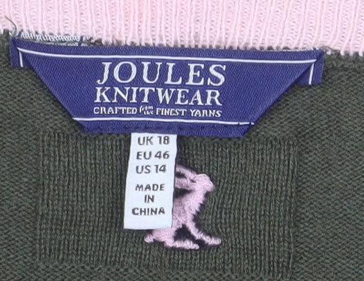 Joules Women Green Rabbit Jumper Size 18 Crew Neck Knitwear