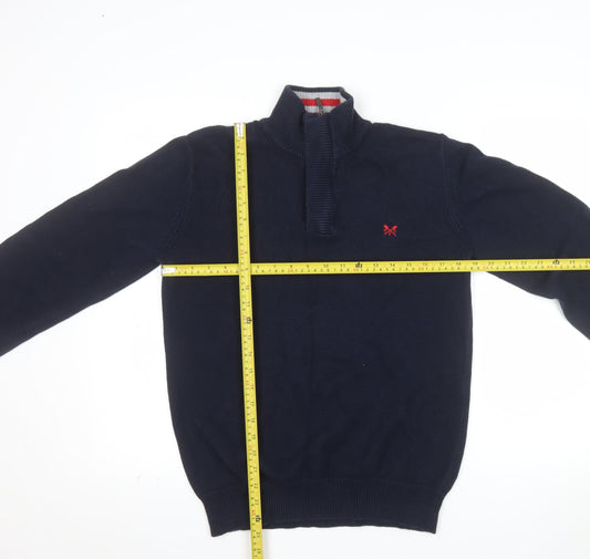Crew Clothing Company Men's Blue Half Zip Cotton Jumper M