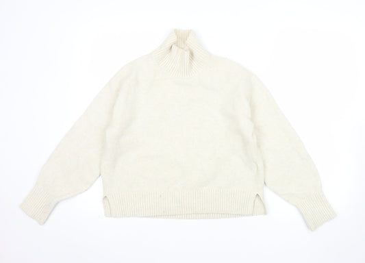 Uniqlo Women Ivory Roll Neck Wool Blend Knit Jumper XS