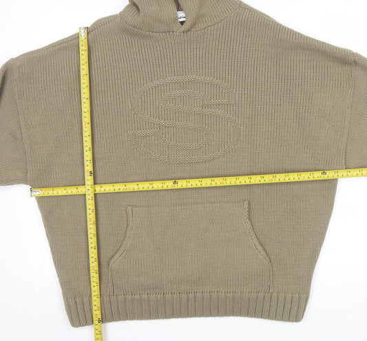 Sisters and Seekers Women’s Beige Hooded Chunky Knit Pullover Jumper Size S