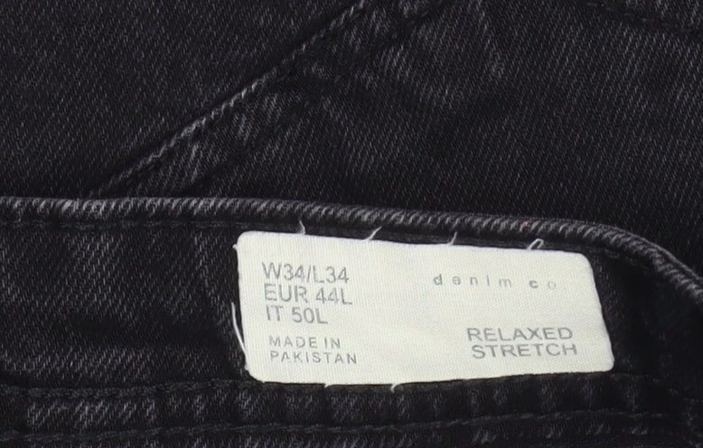Denim Co Women’s Black Relaxed Stretch Straight Jeans Size 16L