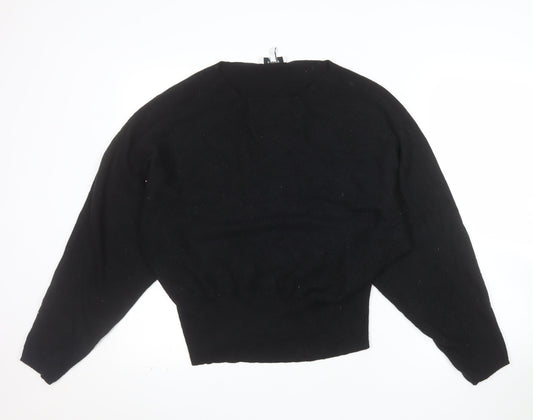 b.young Women's Black Boat Neck Knit Jumper Medium
